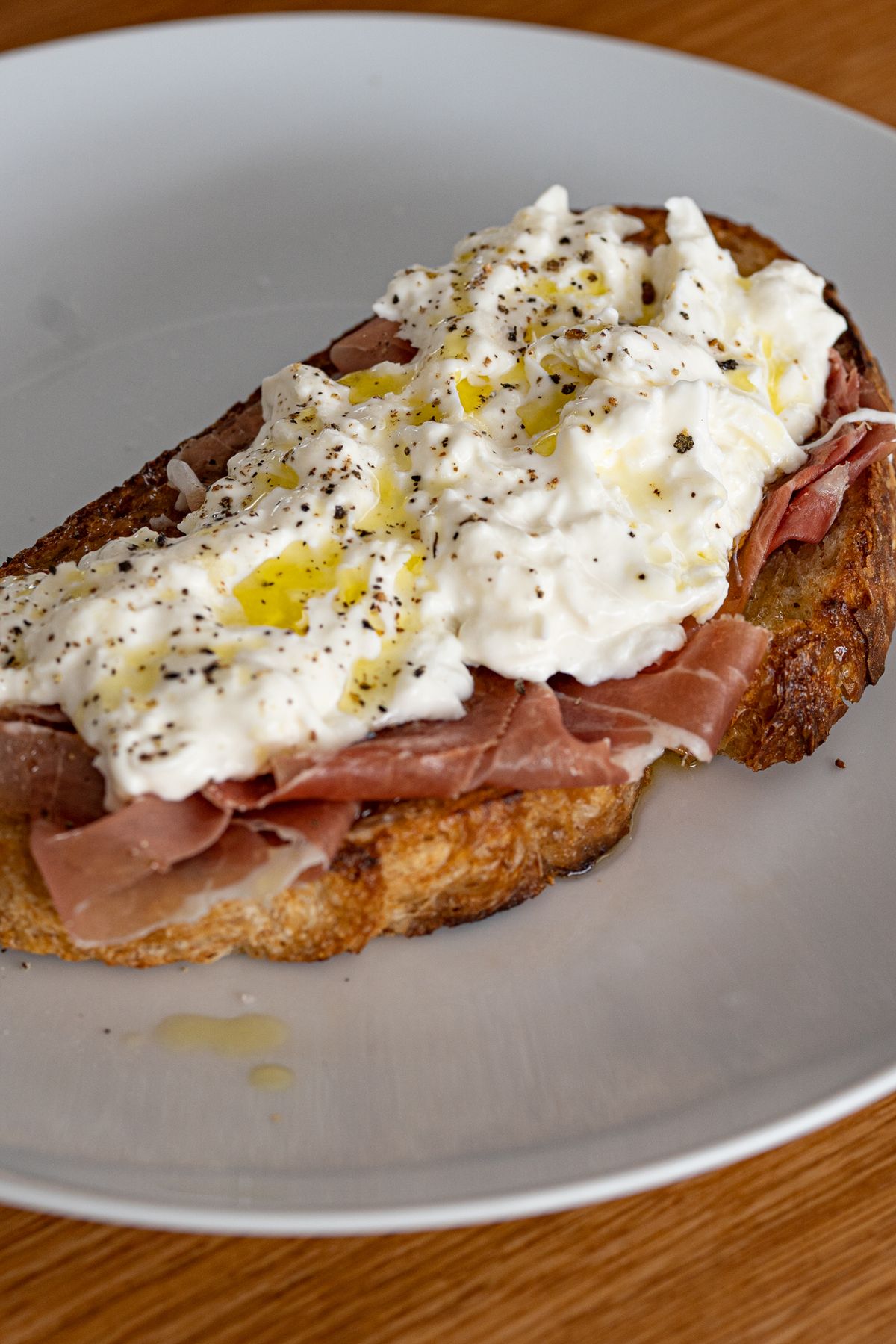 Burrata, Parma and Peach Jam Toast